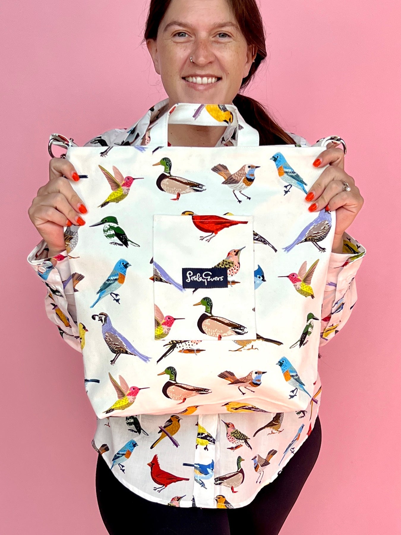 IVY tote Birds - Lesley Evers-Accessories-birds-Cotton Canvas