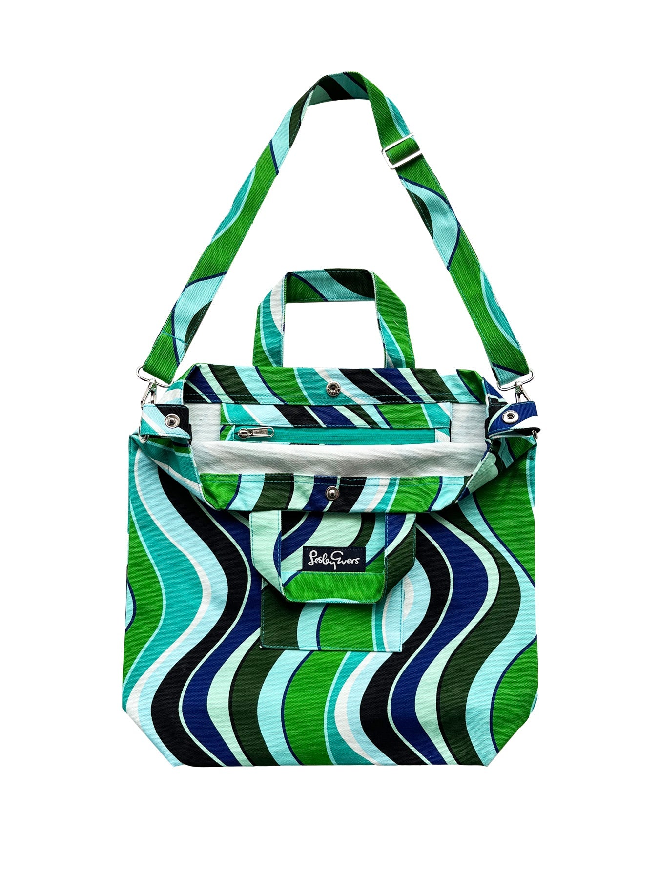 IVY tote Green Wave - Lesley Evers-Accessories-Cotton Canvas-Cotton Canvas Tote Bag