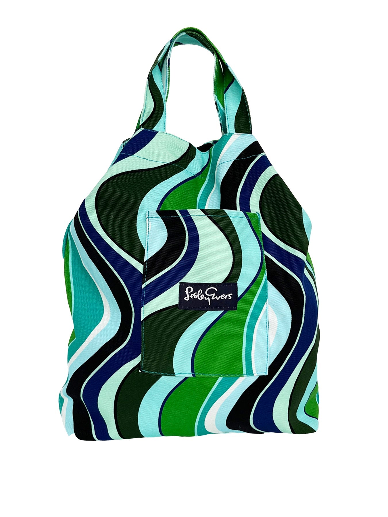 IVY tote Green Wave - Lesley Evers-Accessories-Cotton Canvas-Cotton Canvas Tote Bag