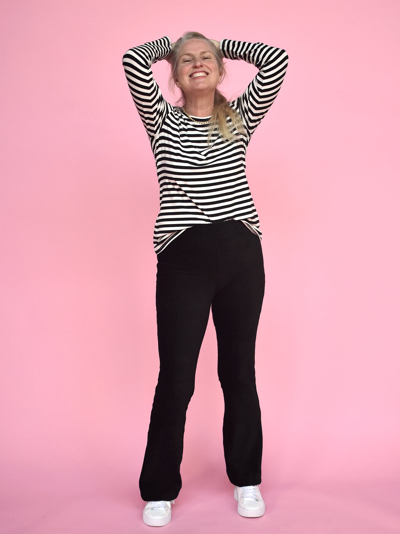 JEANETTE tee Black & Ivory Stripe - Lesley Evers-Shop-Shop/All Products-Shop/Dresses