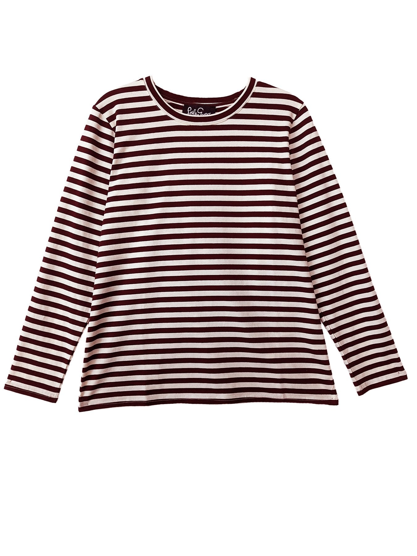JEANETTE tee Burgundy Stripe - Lesley Evers-burgundy-maroon-Shop