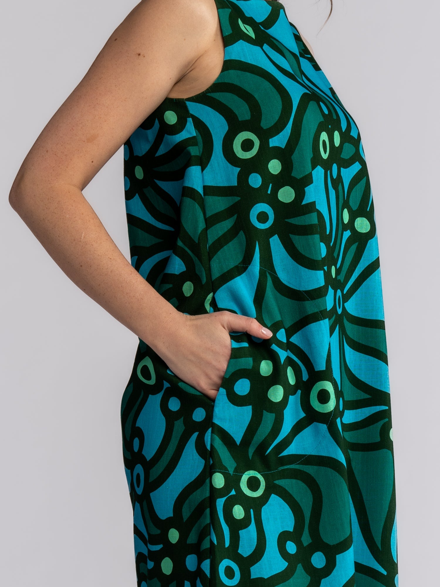 JUNIPER Green Chicka Boom - Lesley Evers-Blue Dress-chicka boom-chickaboom