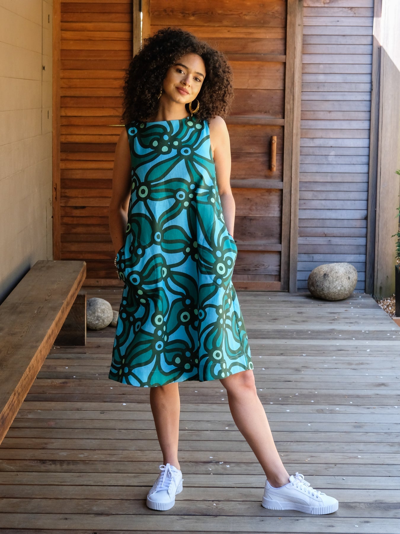 JUNIPER Green Chicka Boom - Lesley Evers-Blue Dress-chicka boom-chickaboom