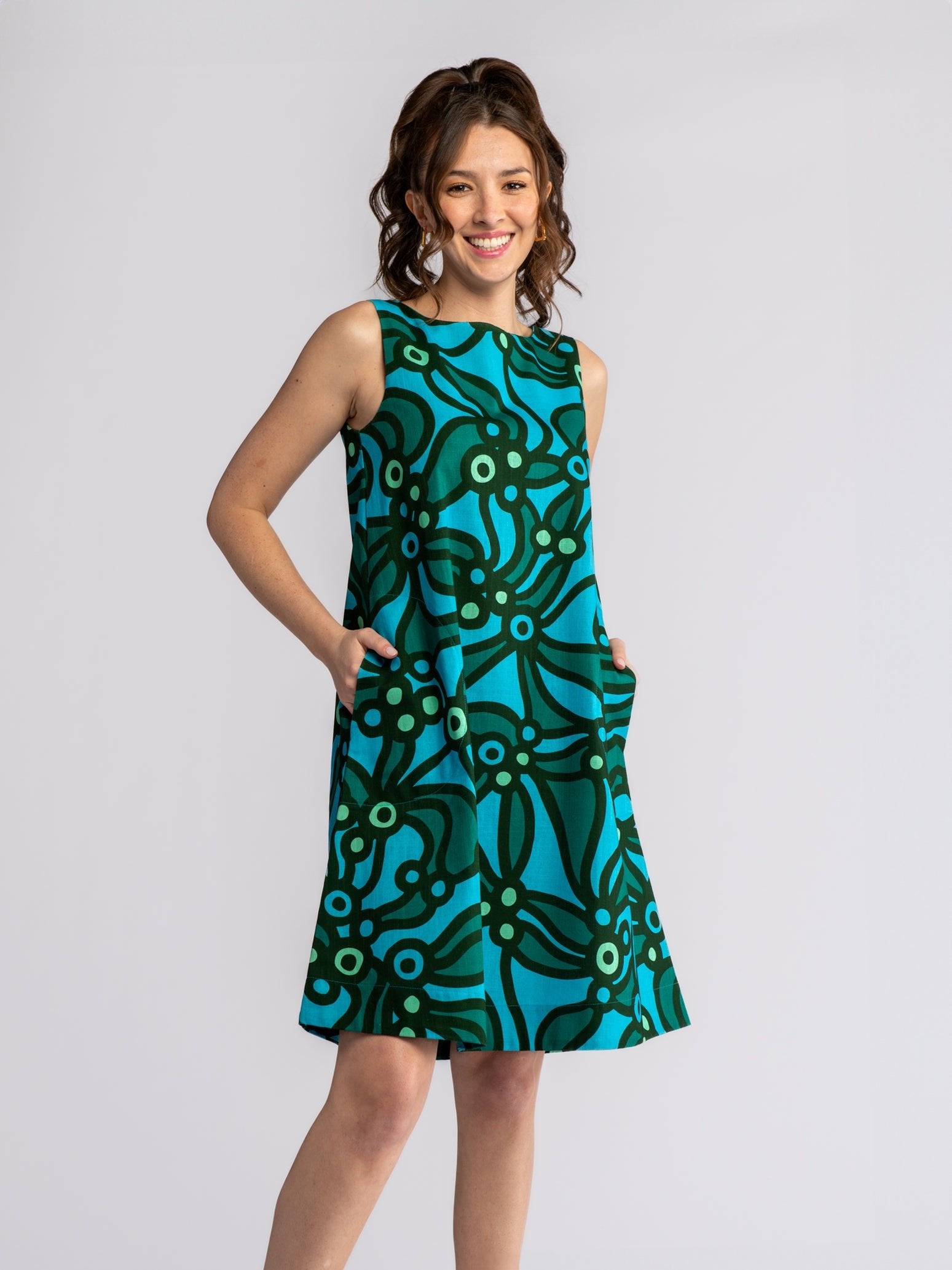 JUNIPER Green Chicka Boom - Lesley Evers-Blue Dress-chicka boom-chickaboom