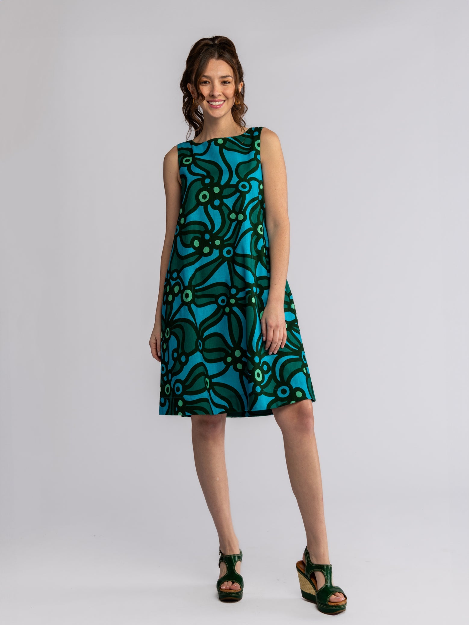 JUNIPER Green Chicka Boom - Lesley Evers-Blue Dress-chicka boom-chickaboom