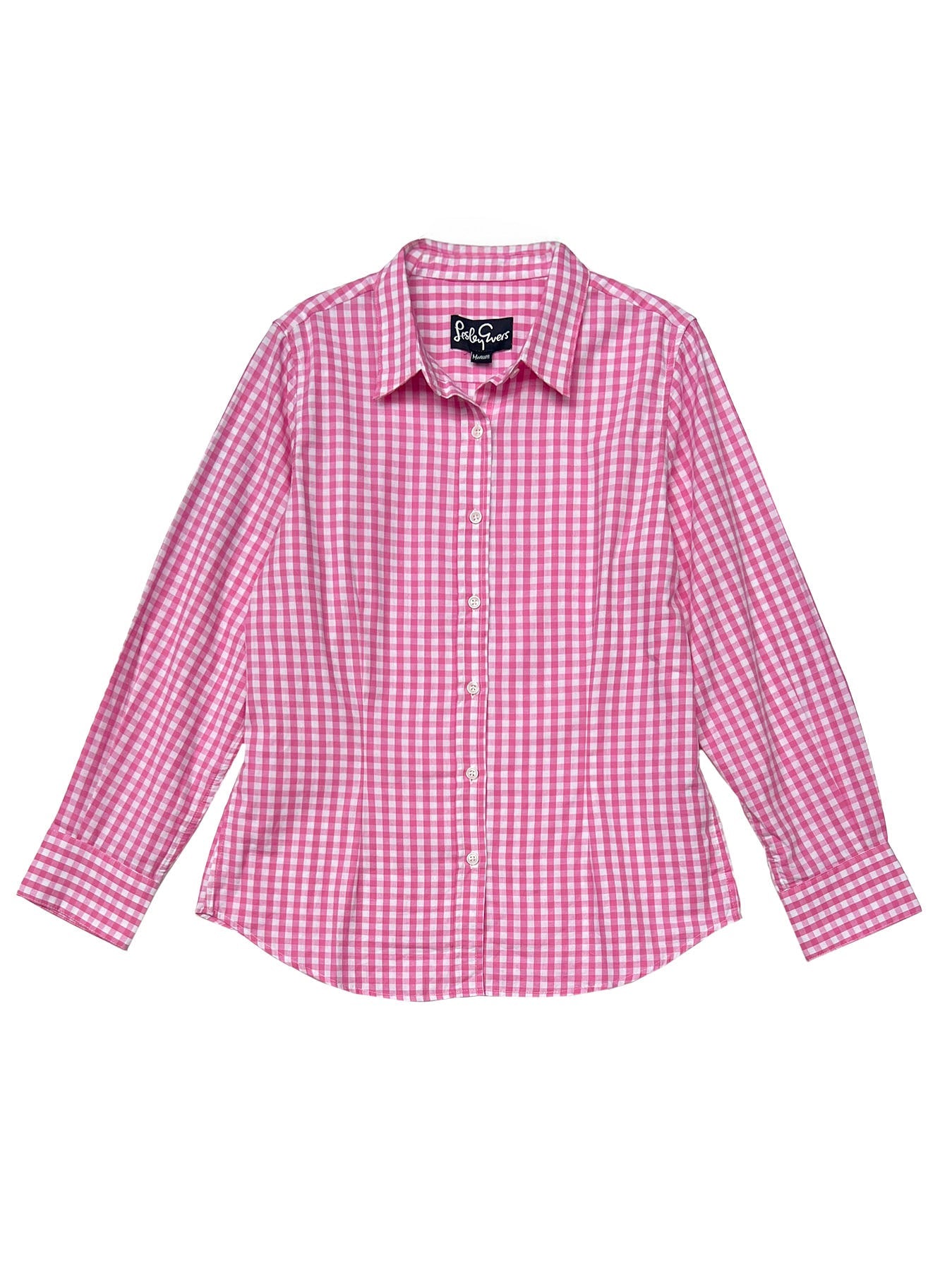 KATHRYN blouse Pink Gingham - Lesley Evers-blouse-Gingham-gingham shirt