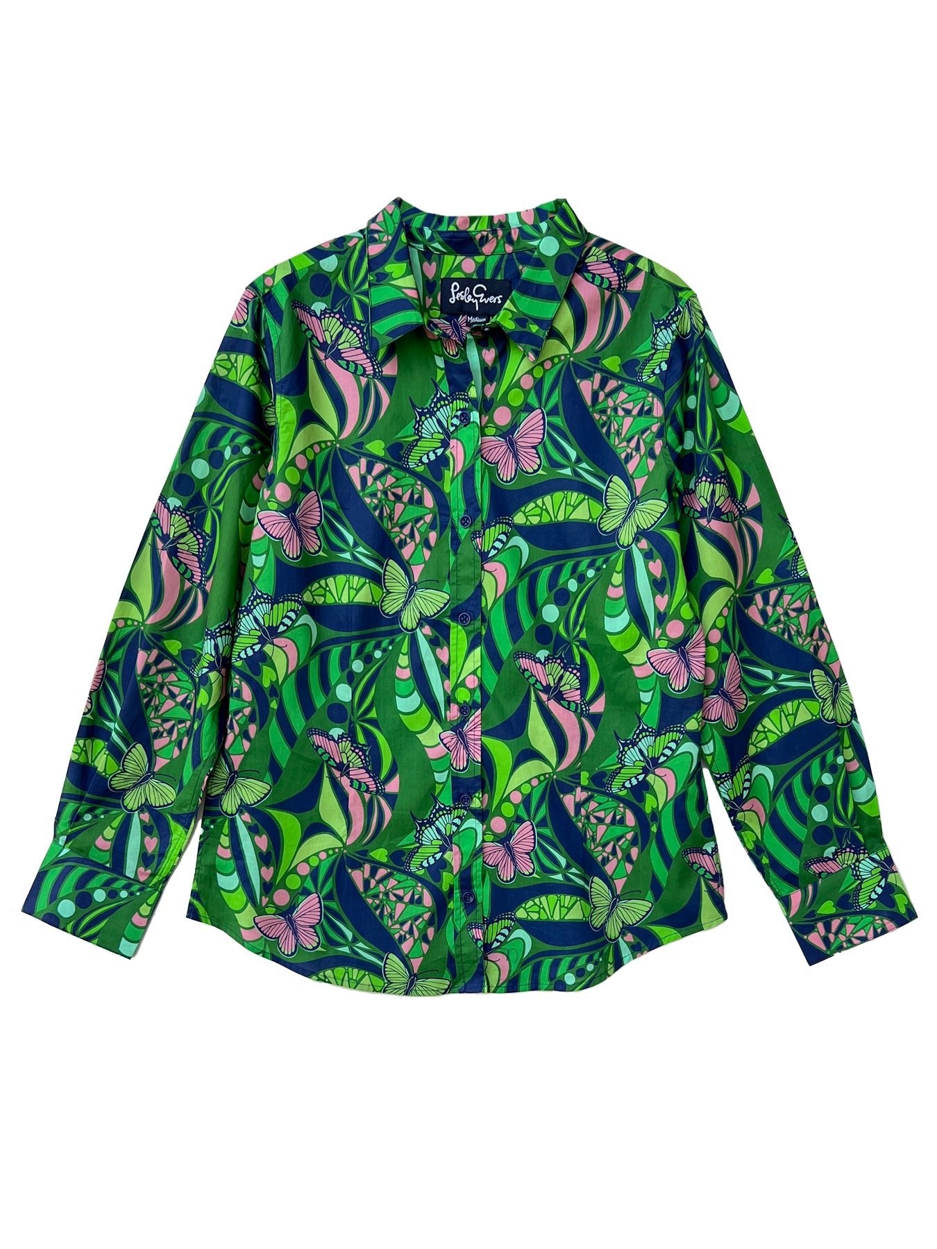 KATHRYN blouse Serendipity Green - Lesley Evers-butterflies-butterfly-butterfly serendipity