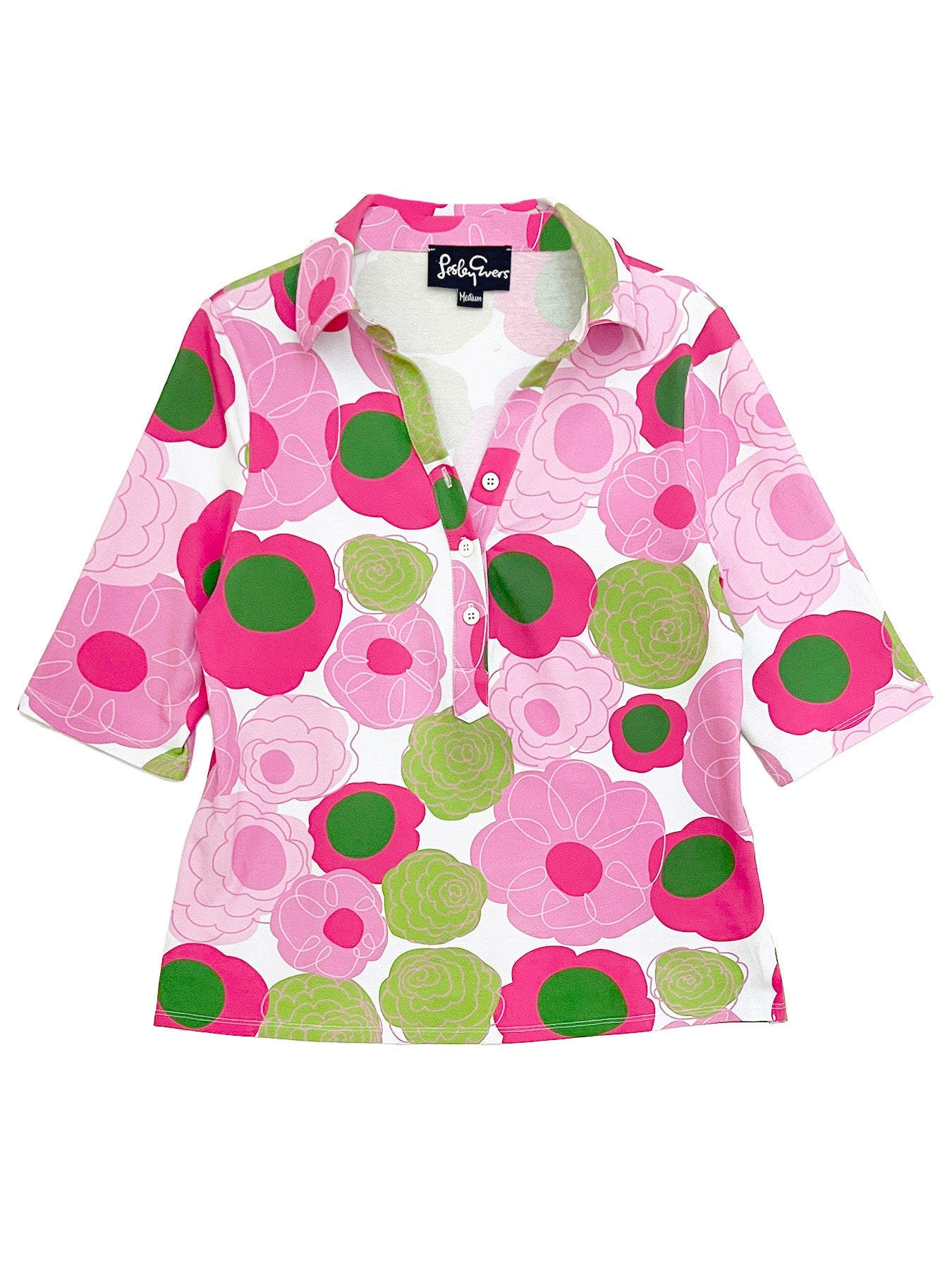 KIMMY top Flower Charm Pink - Lesley Evers-Button Top-clothing-colorful