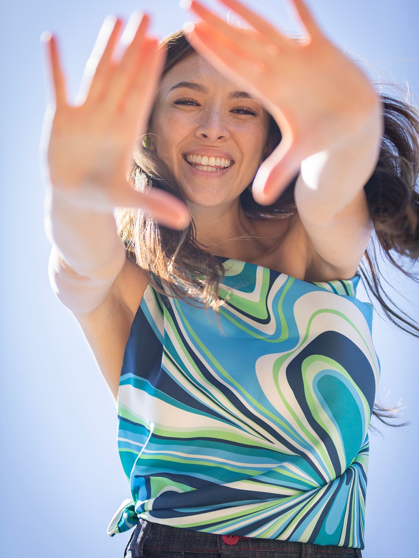 LILLIAN silk twill scarf Pinwheel Navy - Lesley Evers-Accessories-cotton silk-scarf