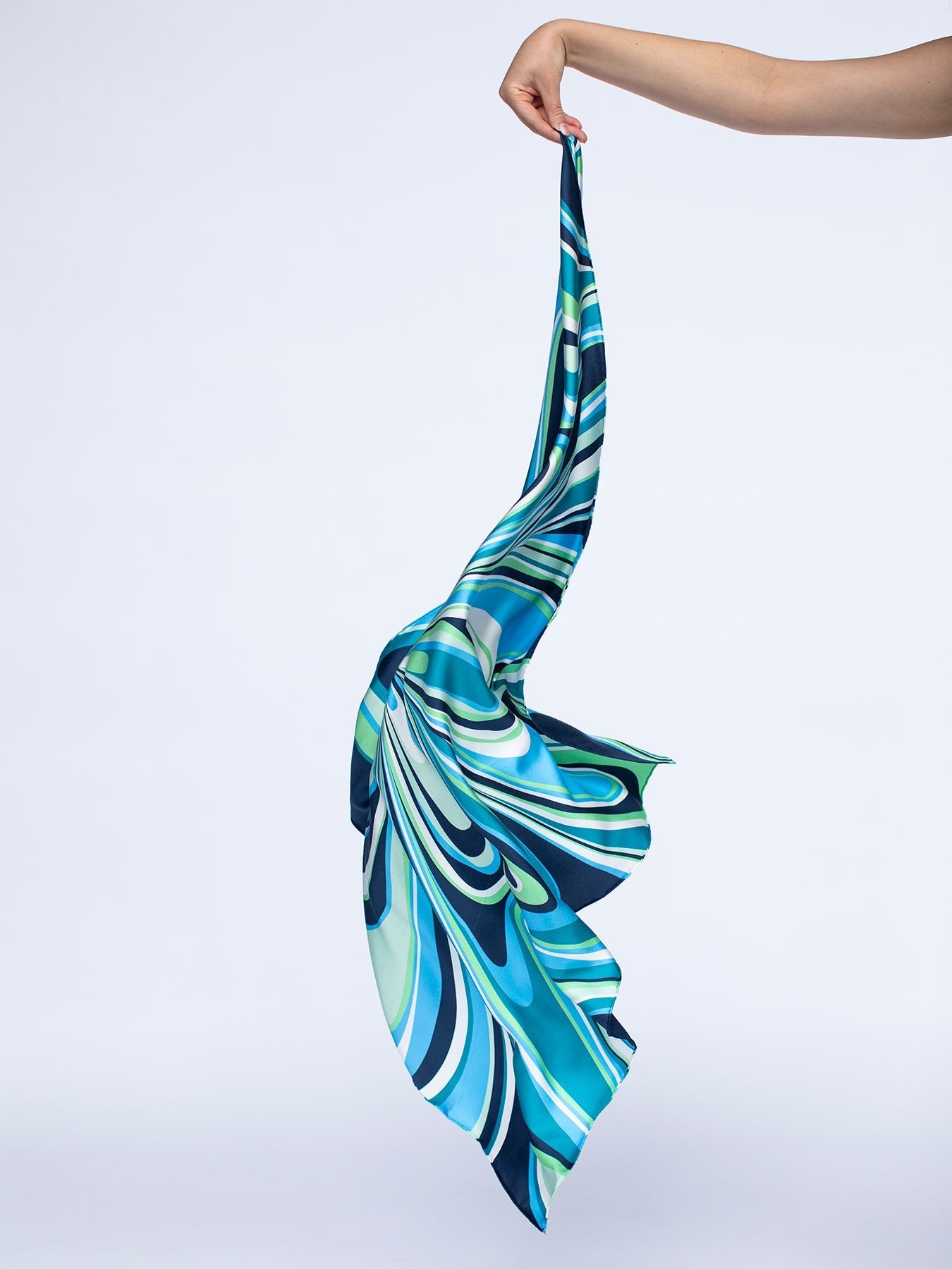 LILLIAN silk twill scarf Pinwheel Navy - Lesley Evers-Accessories-cotton silk-scarf