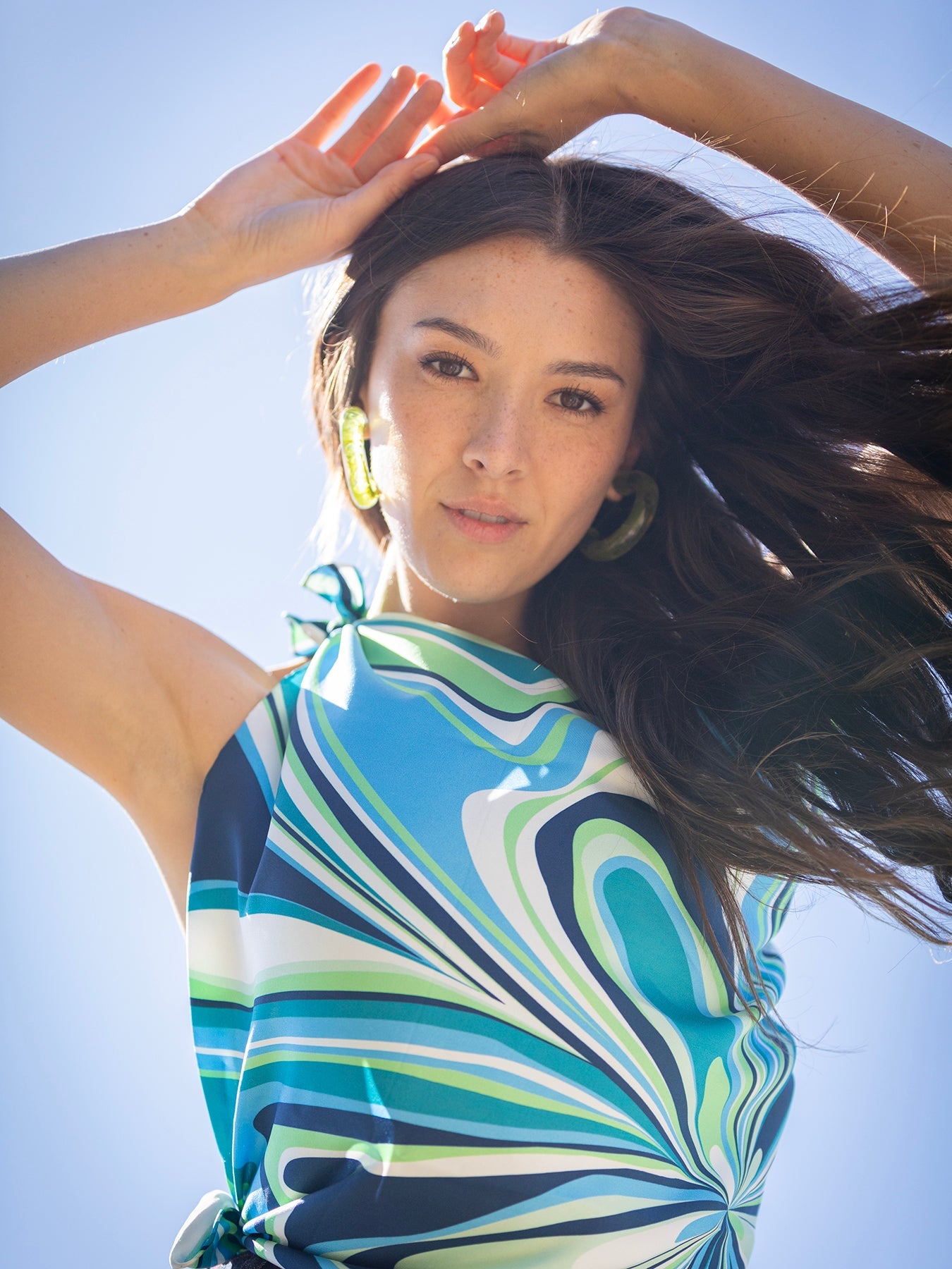 LILLIAN silk twill scarf Pinwheel Navy - Lesley Evers-Accessories-cotton silk-scarf