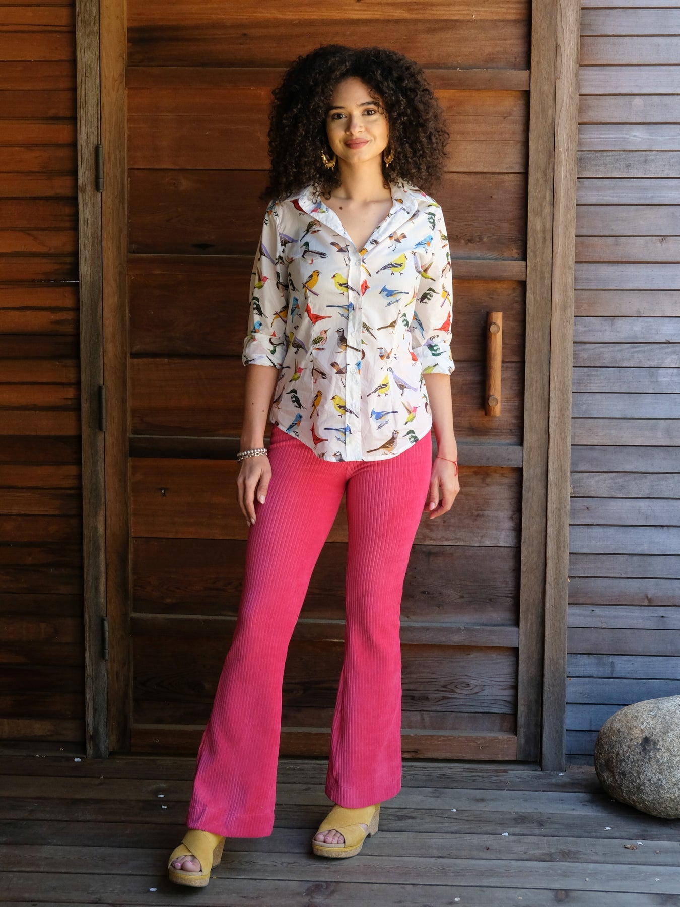 LORI pant Magenta Corduroy - Lesley Evers-bell bottom pant-corduroy-corduroy pant