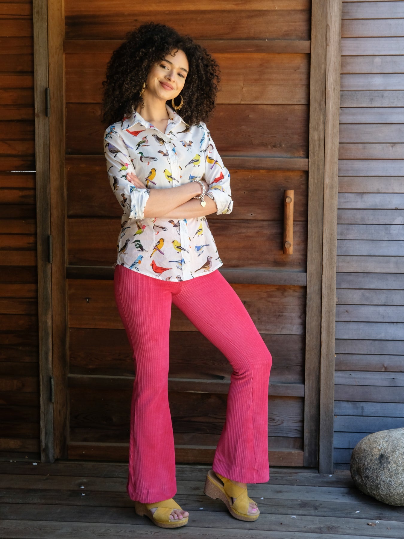 LORI pant Magenta Corduroy - Lesley Evers-bell bottom pant-corduroy-corduroy pant
