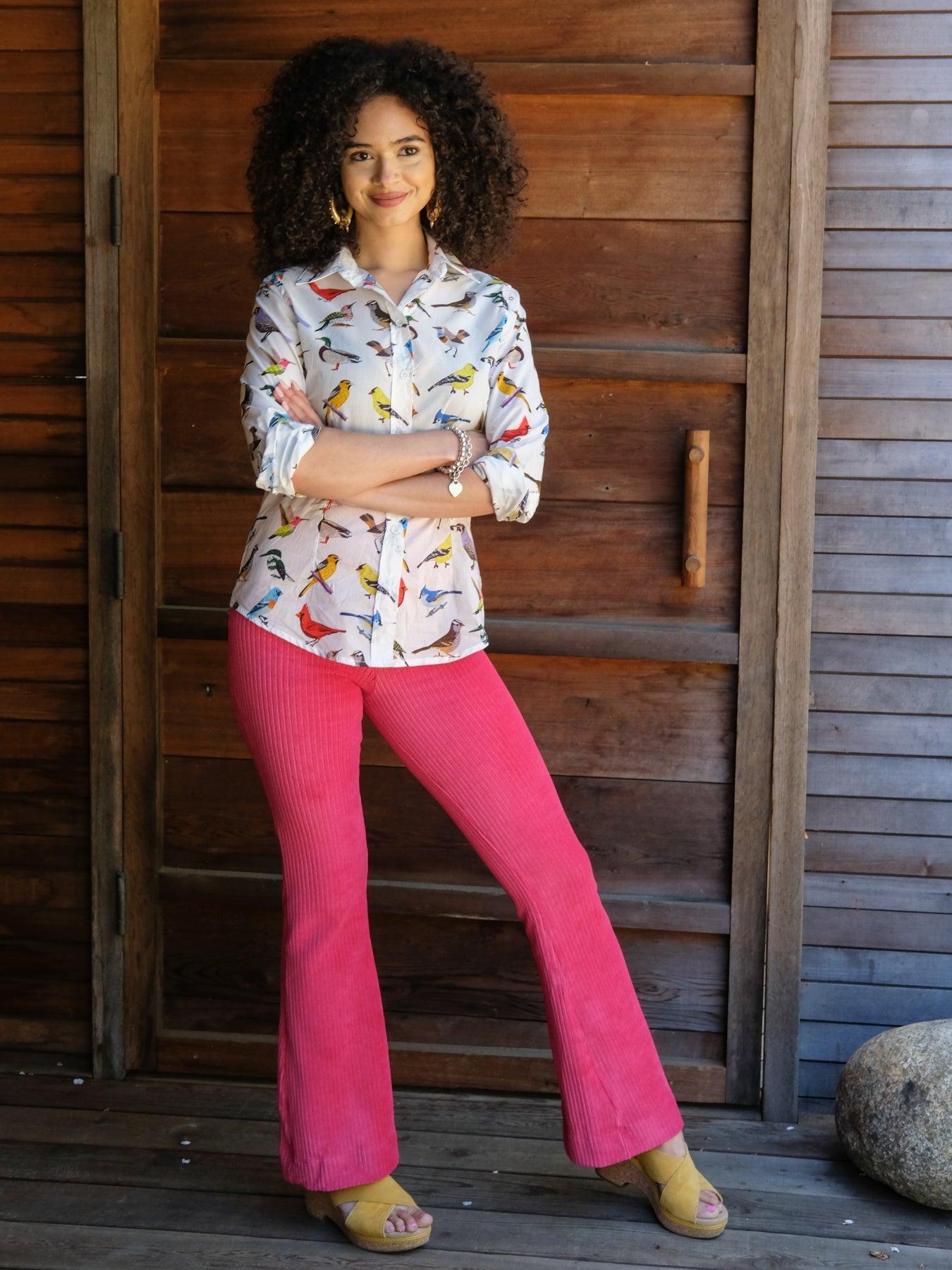 LORI pant Magenta Corduroy - Lesley Evers-bell bottom pant-corduroy-corduroy pant