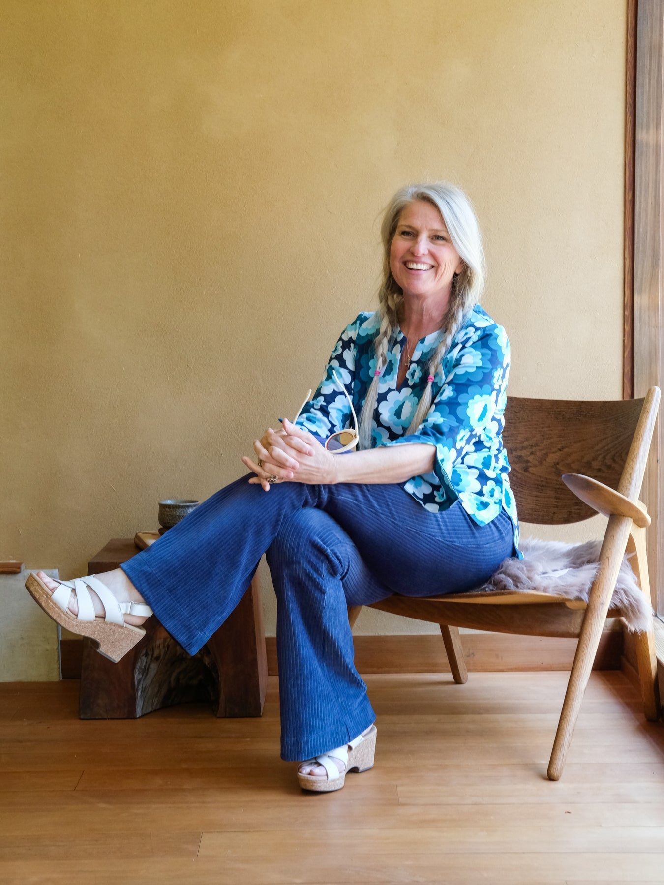 LORI pant Navy Corduroy - Lesley Evers-bell bottom pant-corduroy-corduroy pant