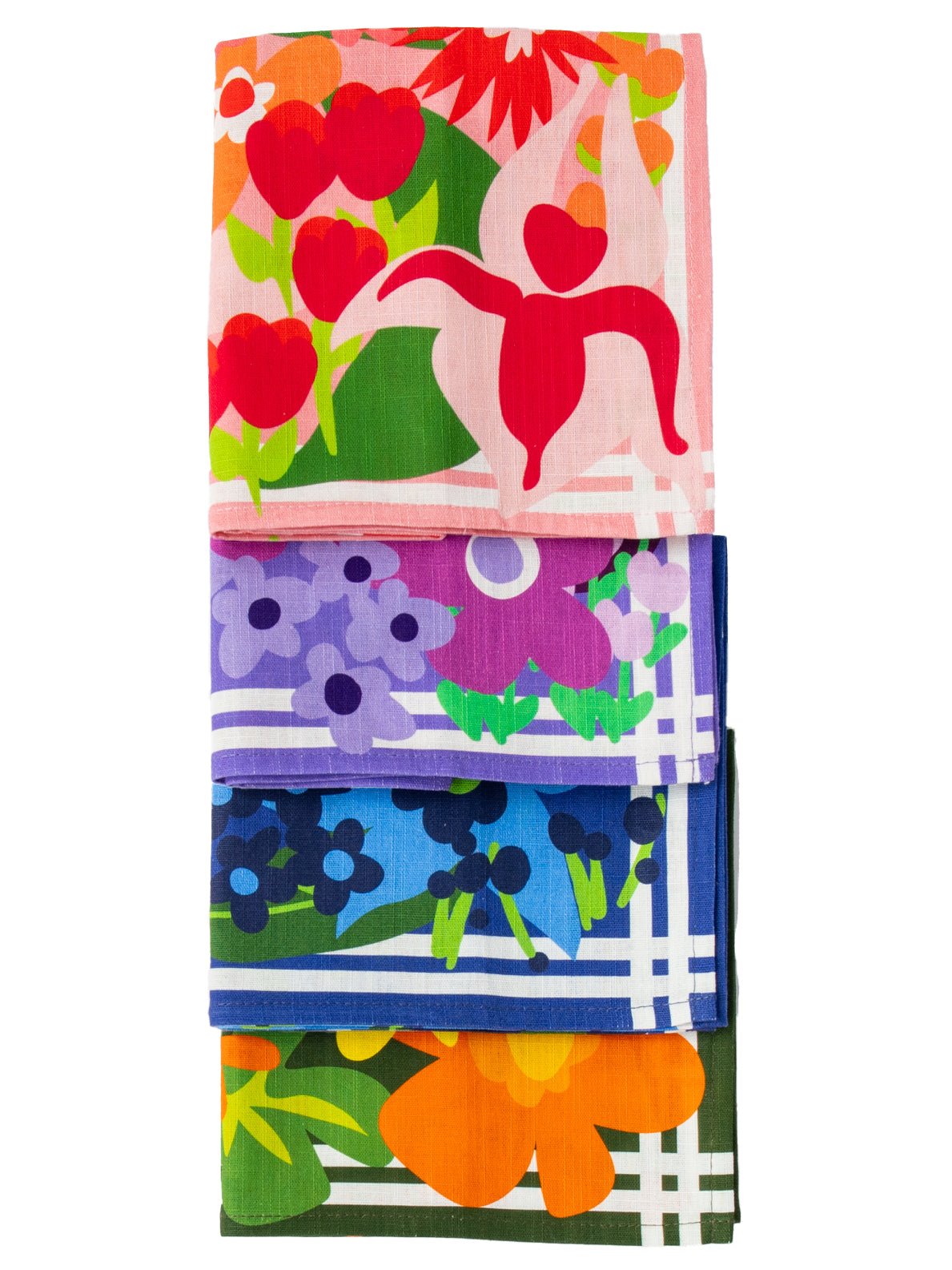 MIXED NAPKINS set of 4 Flower Power - Lesley Evers-23-HG300-W1-burgundy-burgundy wave