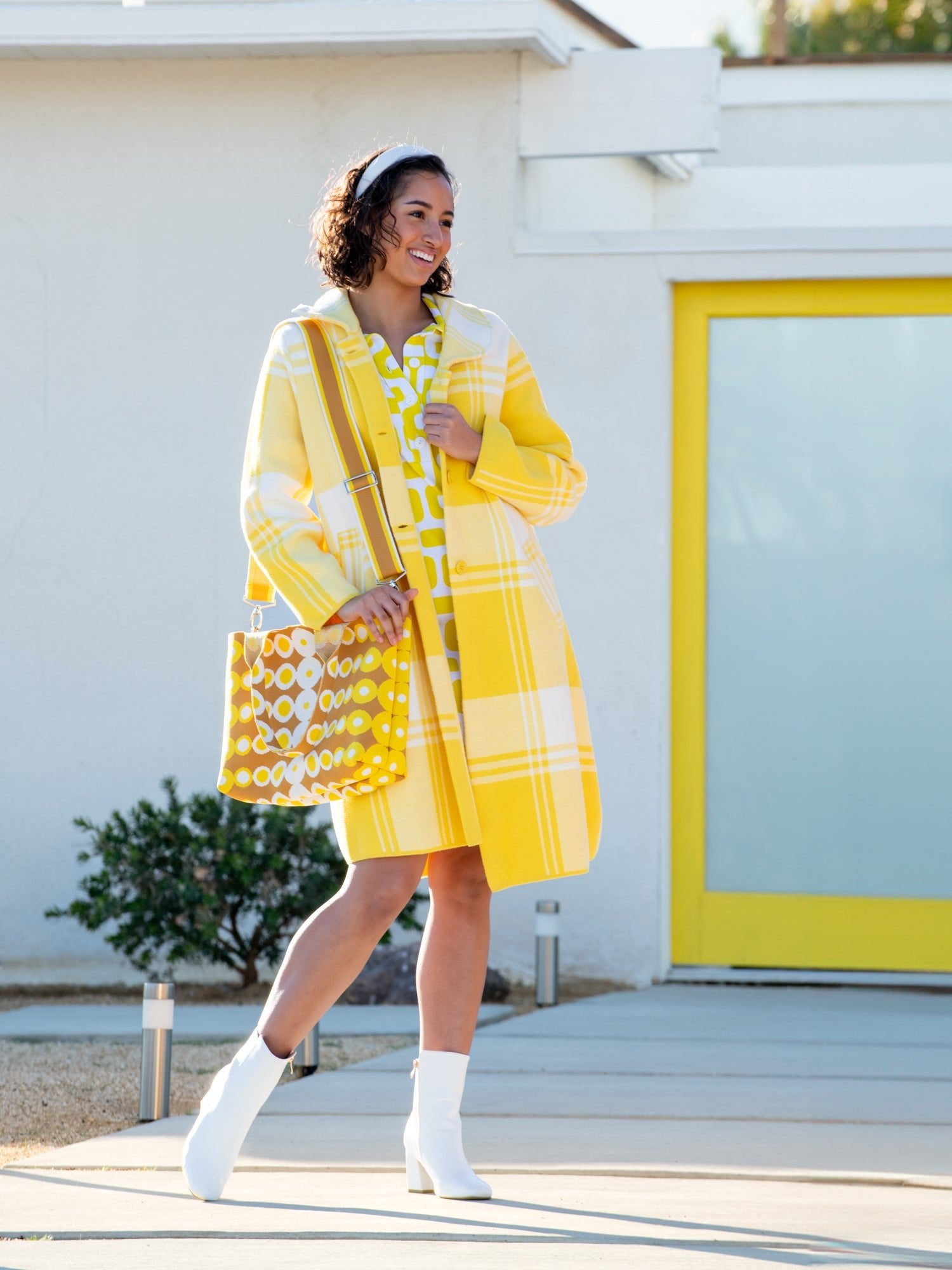 NATALIE coat Lemon Yellow Plaid - Lesley Evers-Best Seller-coat-outerwear