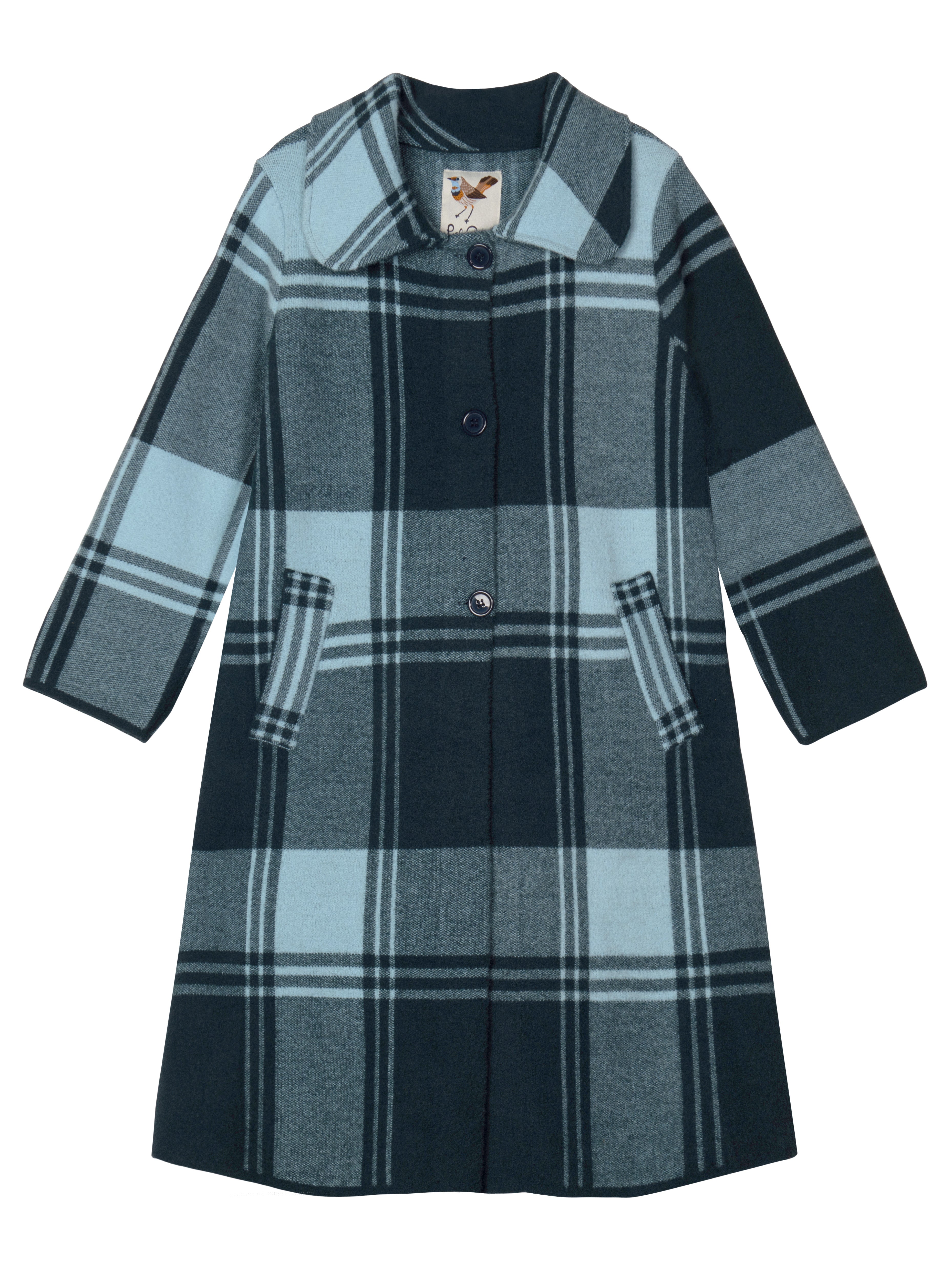 NATALIE coat Ocean Blue Plaid - Lesley Evers-coat-outerwear-Shop