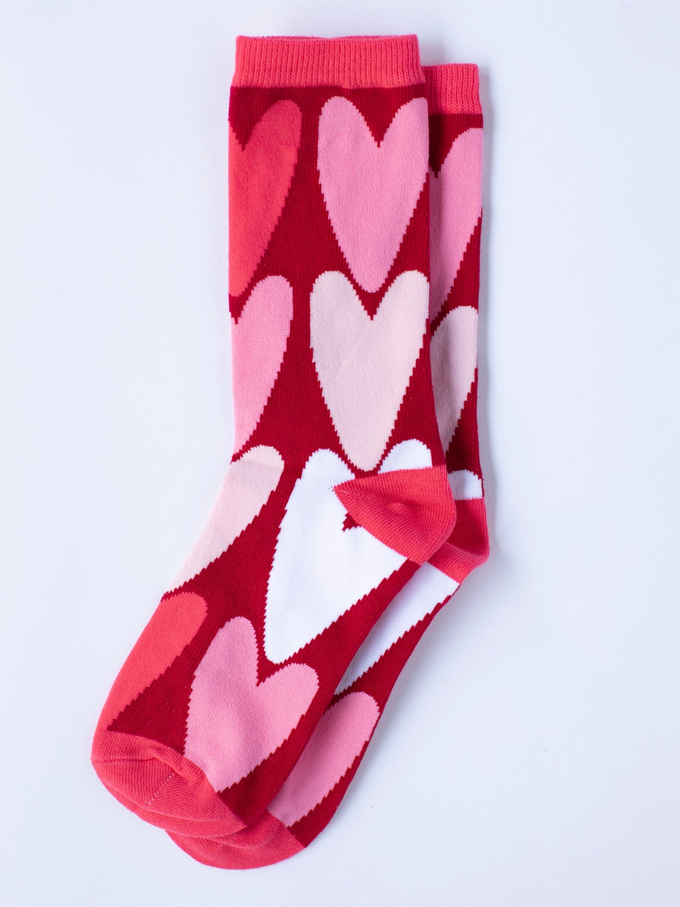 SOCKS Hearts Pink - Lesley Evers-colorful socks-crew socks-fun socks
