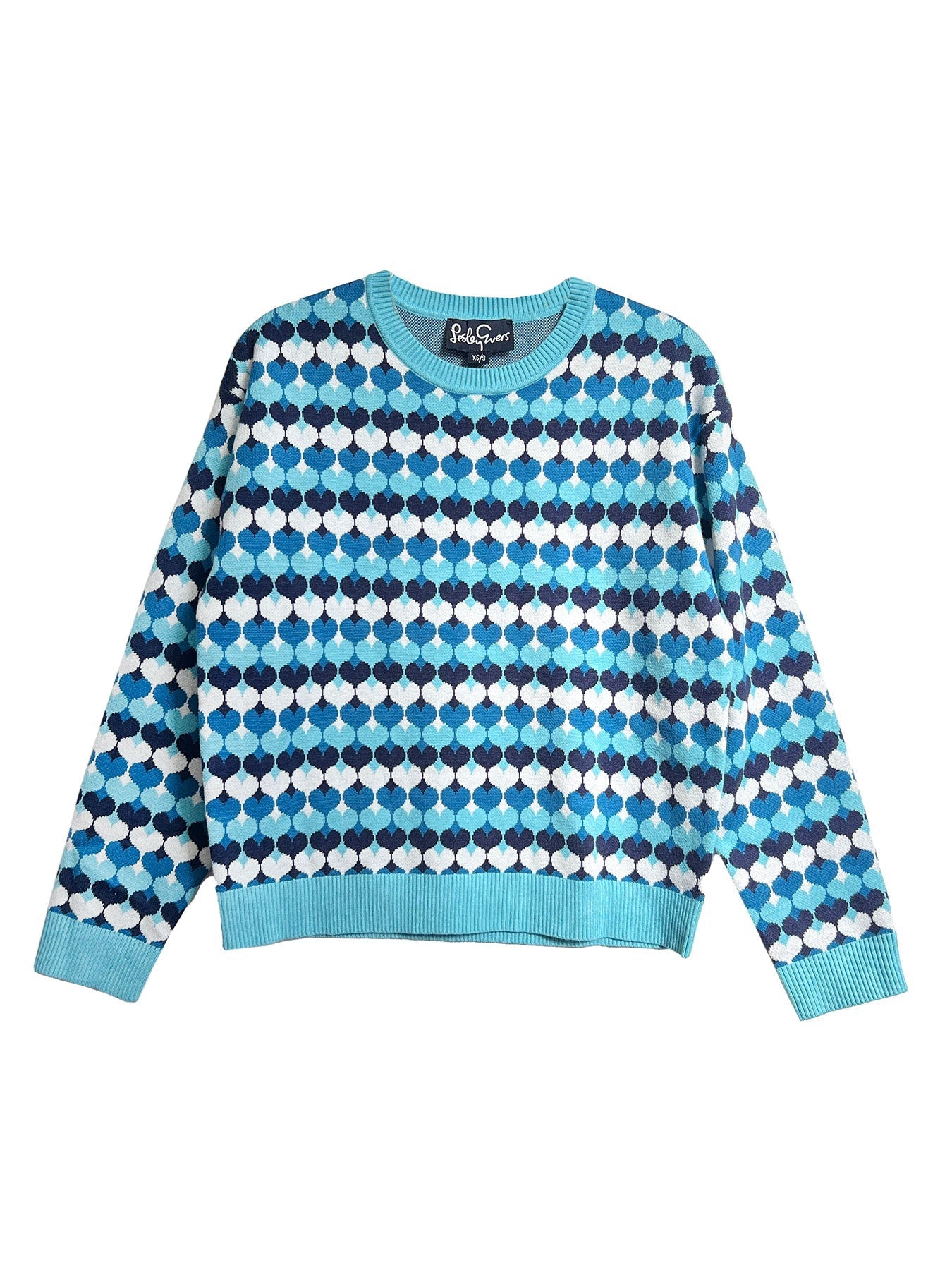 SYLVIE sweater Blue Hearts - Lesley Evers-hearts-Shop-Shop/All Products