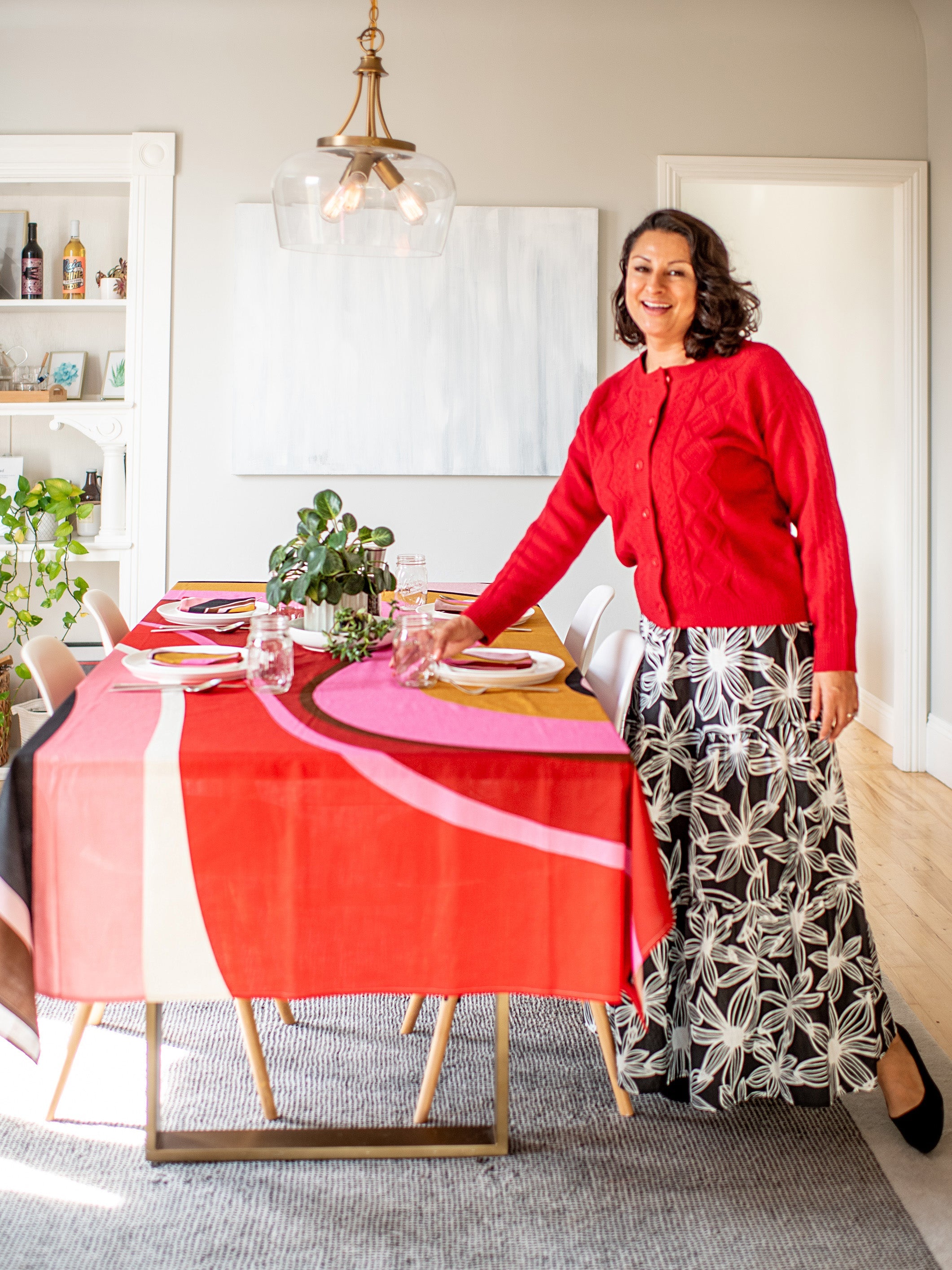 TABLECLOTH Burgundy Wave - Lesley Evers-23-HG200-W1-chicka boom-chicka boom orange