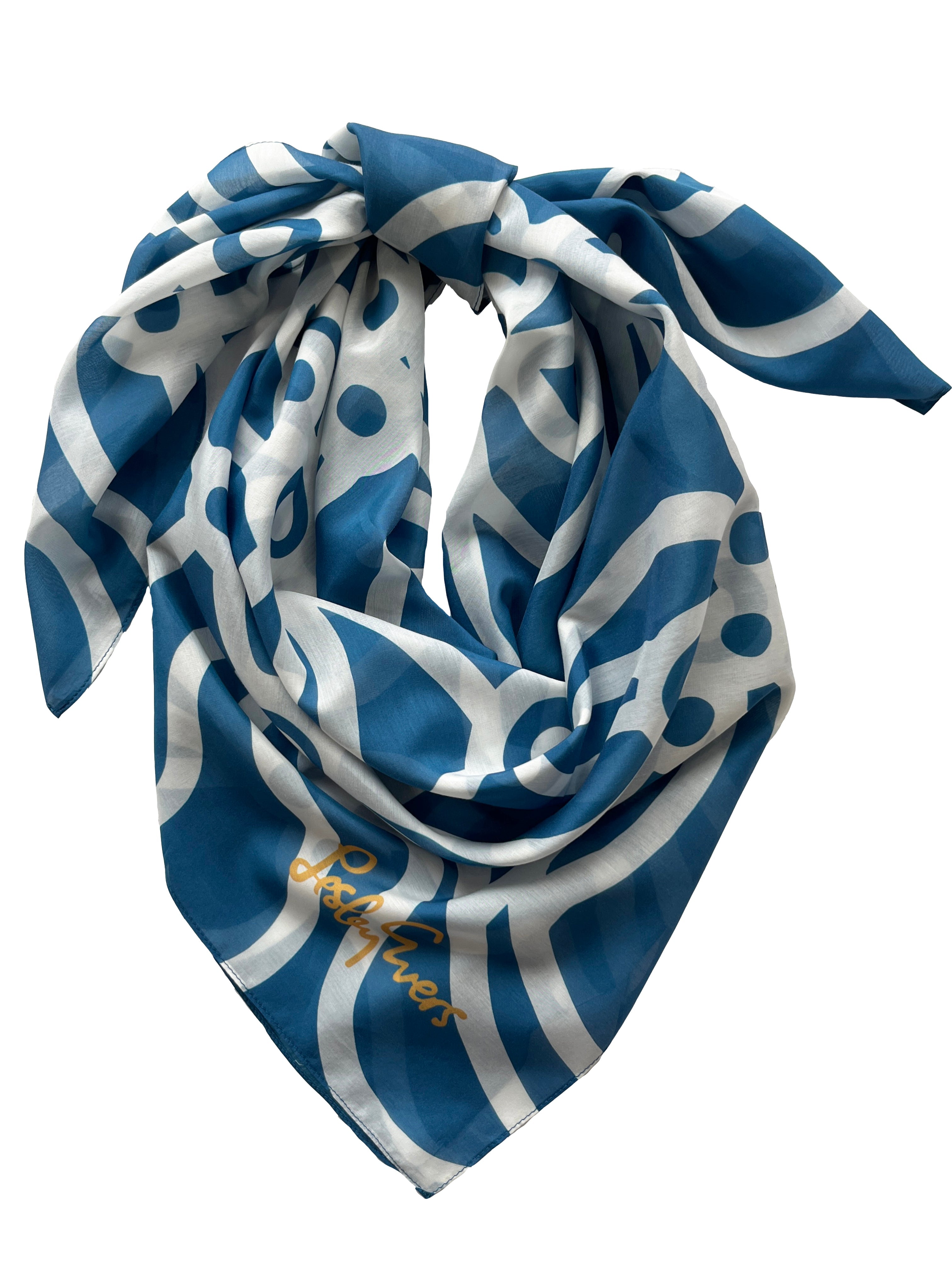 THEA scarf Chicka Boom Navy - Lesley Evers-Accessories-cotton silk-scarf