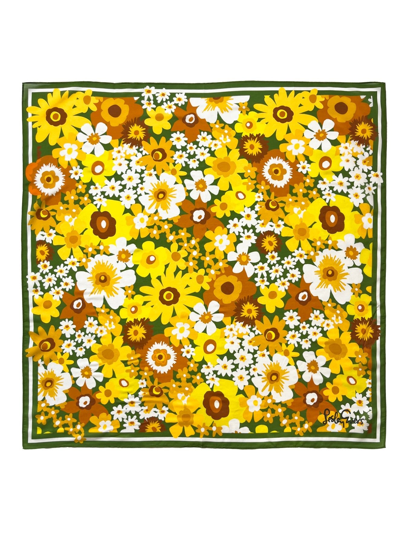 THEA scarf Flower Power Yellow - Lesley Evers-Accessories-cotton silk-scarf