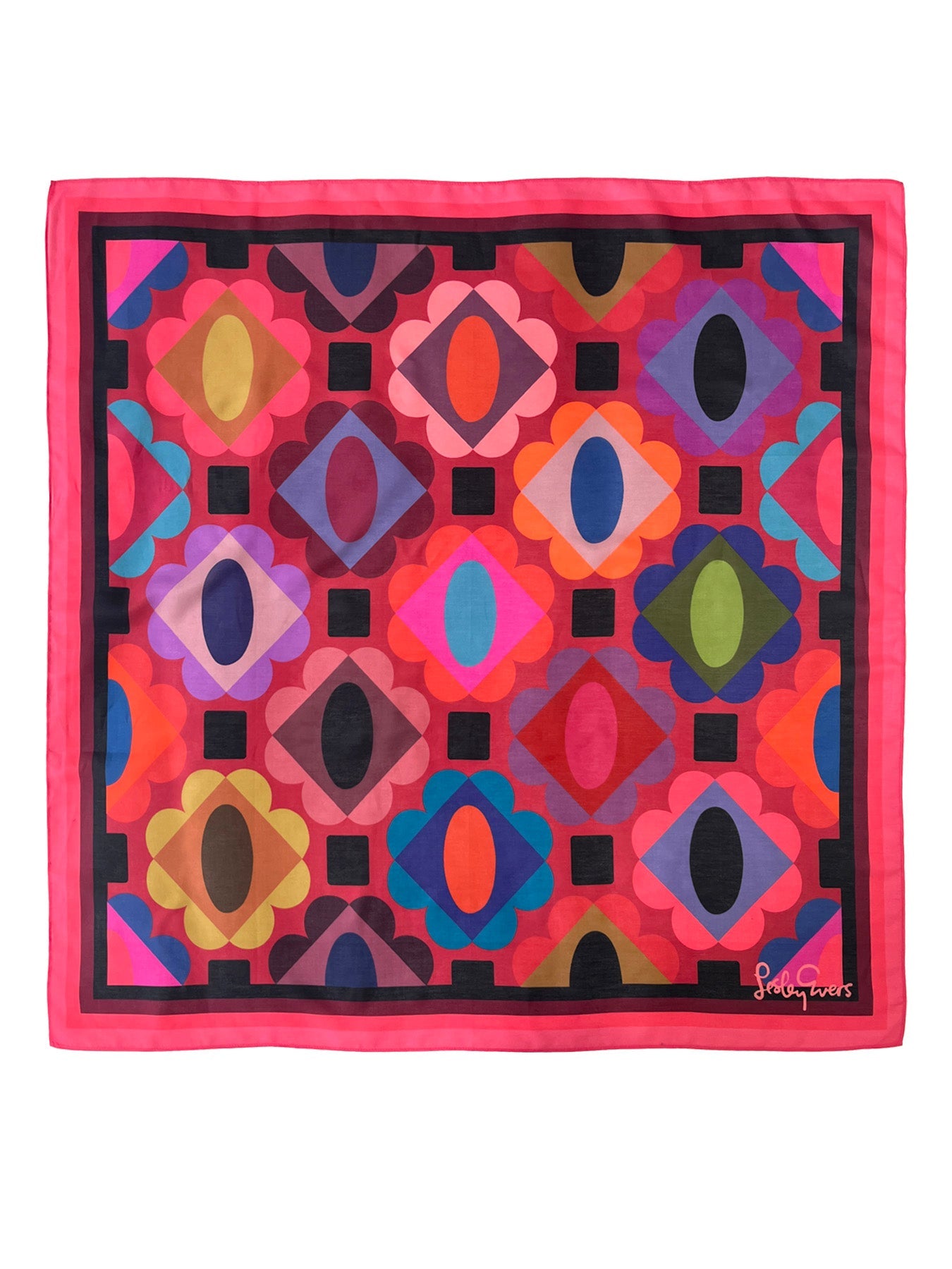 THEA scarf Gems Garnet - Lesley Evers-Accessories-cotton silk-scarf