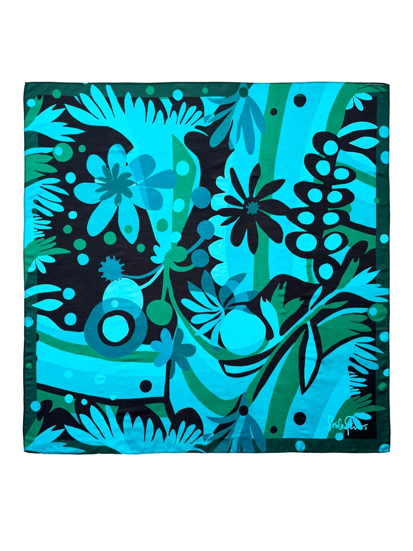 THEA scarf Kalamazoo Blue - Lesley Evers-Accessories-cotton silk-scarf