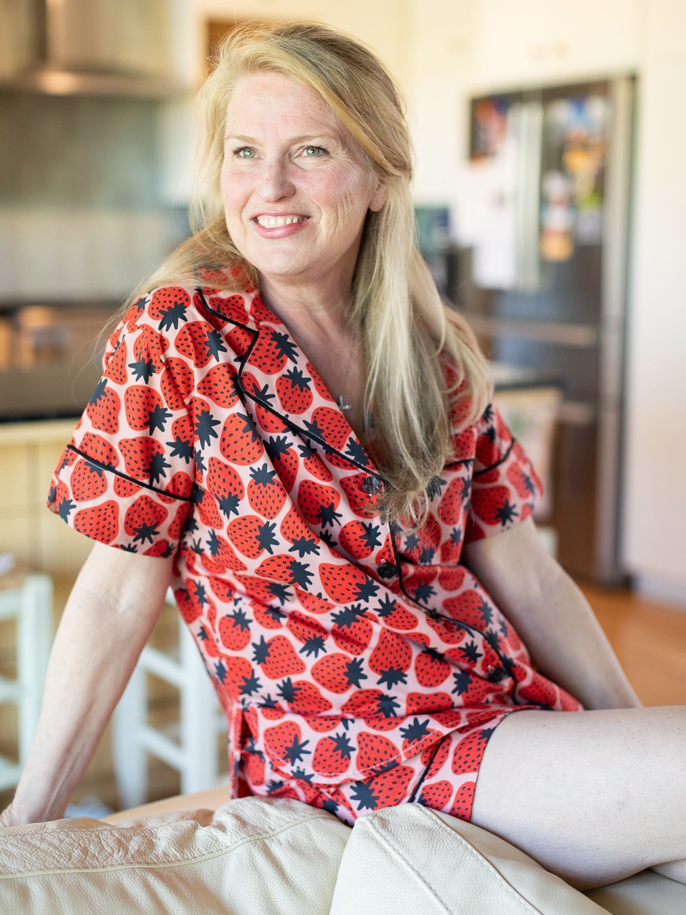 ZOEY pajama set Strawberries Black - Lesley Evers-cotton PJs-lounge-pajama set