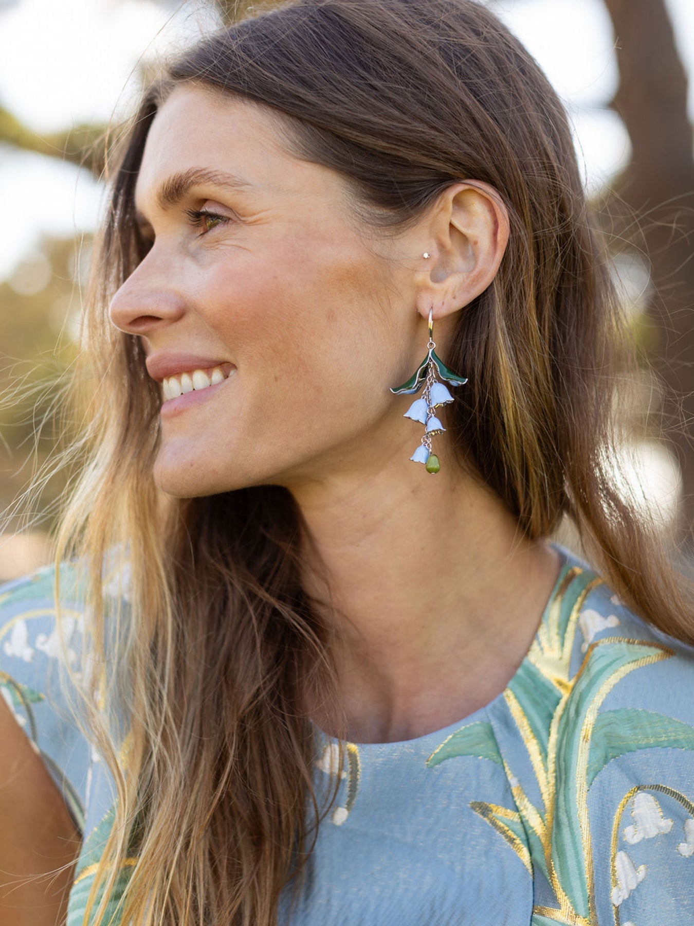 Lily of the Valley Earrings Blue and Silver - Lesley Evers-Accessories-accessory-pebble