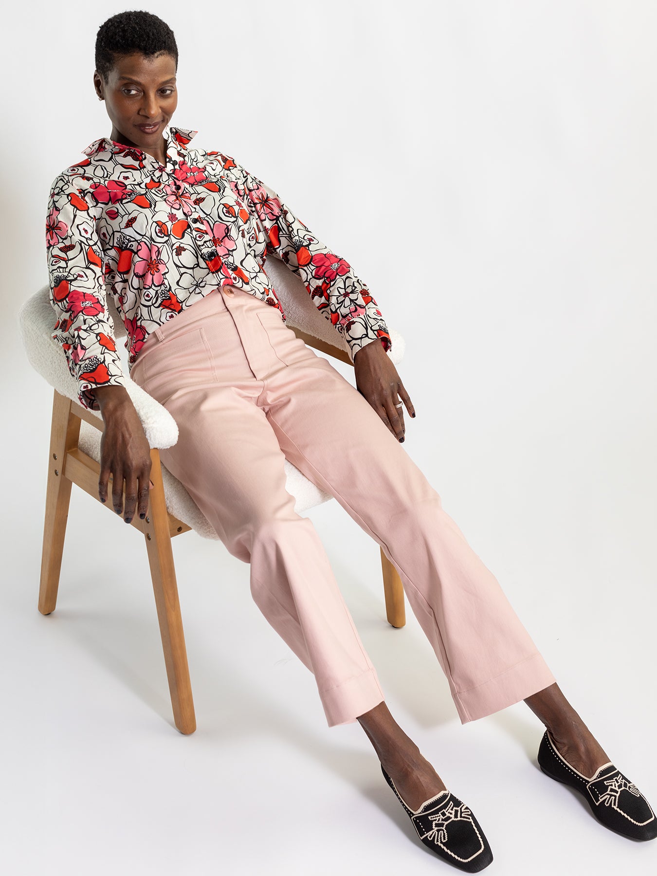 アンドマリー Milky pile heart long pants pink Marilyn Straight Pants In Stretch Linen - Pink Nectar Pink | NYDJ