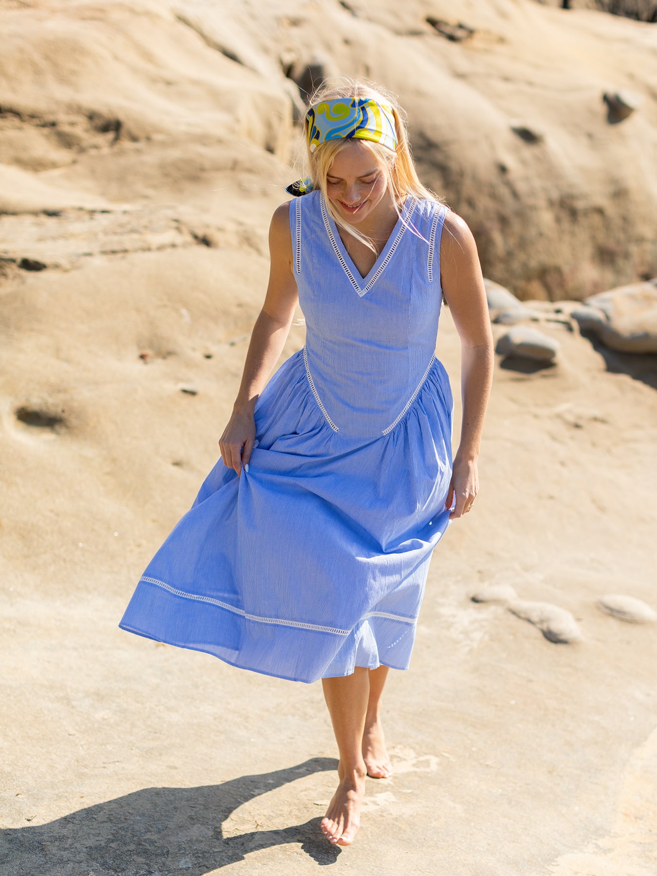 ABIGAIL dress Navy Pinstripe – Lesley Evers