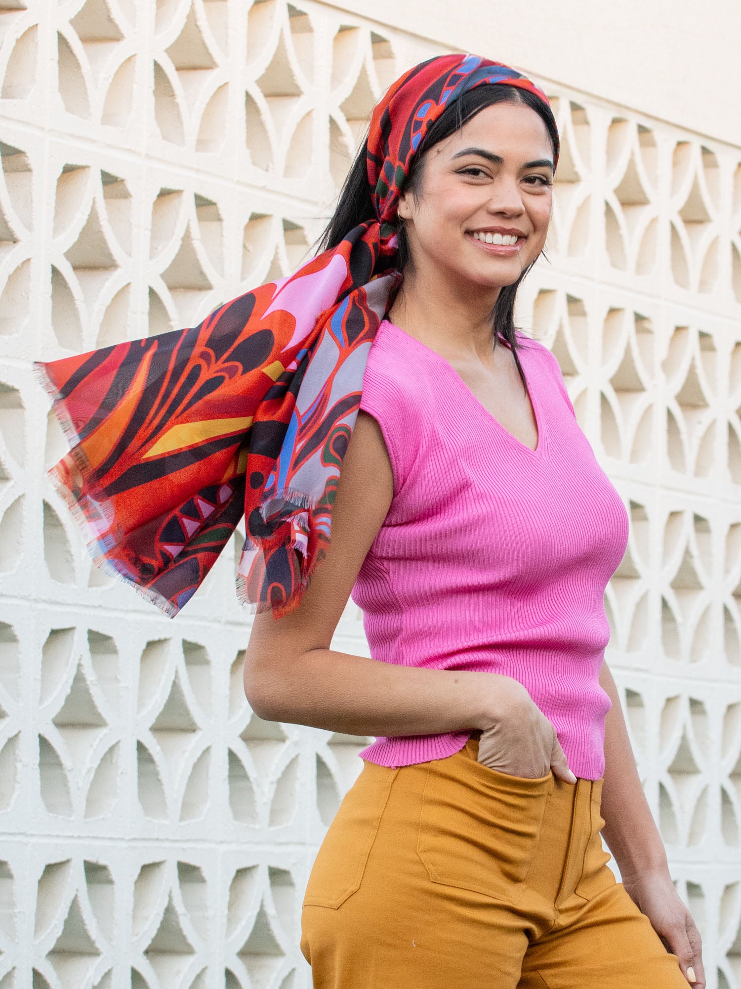 ESME silk scarf Shakalaka Orange – Lesley Evers
