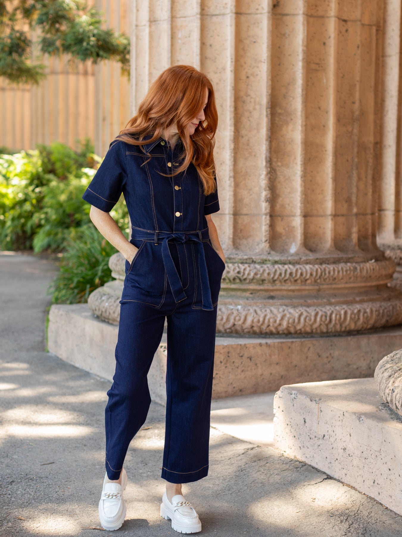 Indigo denim jumpsuit hotsell