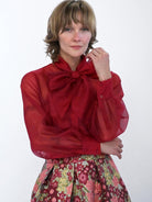 ALESSANDRA blouse Burgundy Organza - Lesley Evers-Black-Shop-Shop/All Products