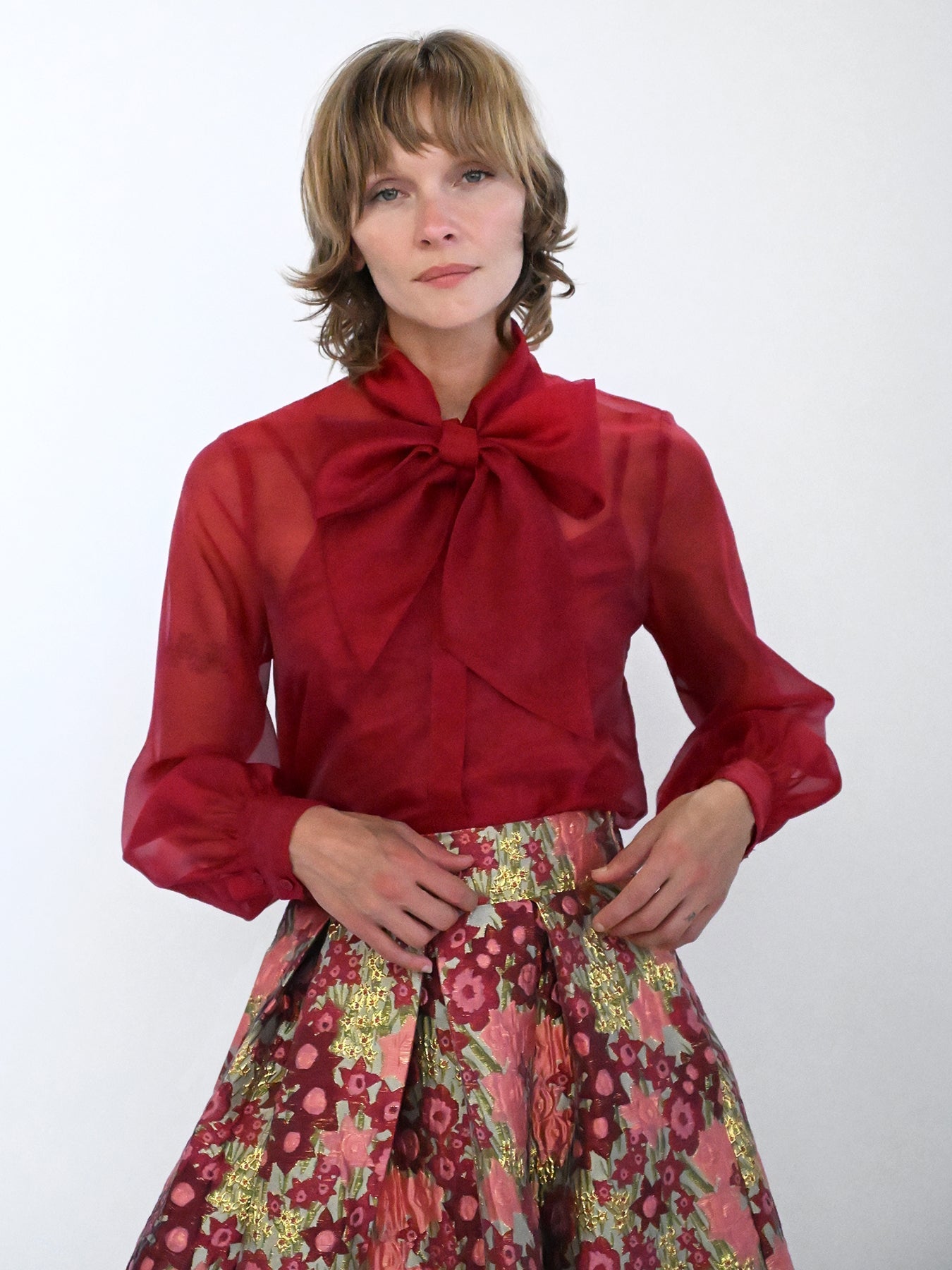 ALESSANDRA blouse Burgundy Organza - Lesley Evers-Black-Shop-Shop/All Products
