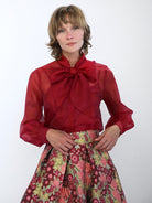 ALESSANDRA blouse Burgundy Organza - Lesley Evers-Black-Shop-Shop/All Products