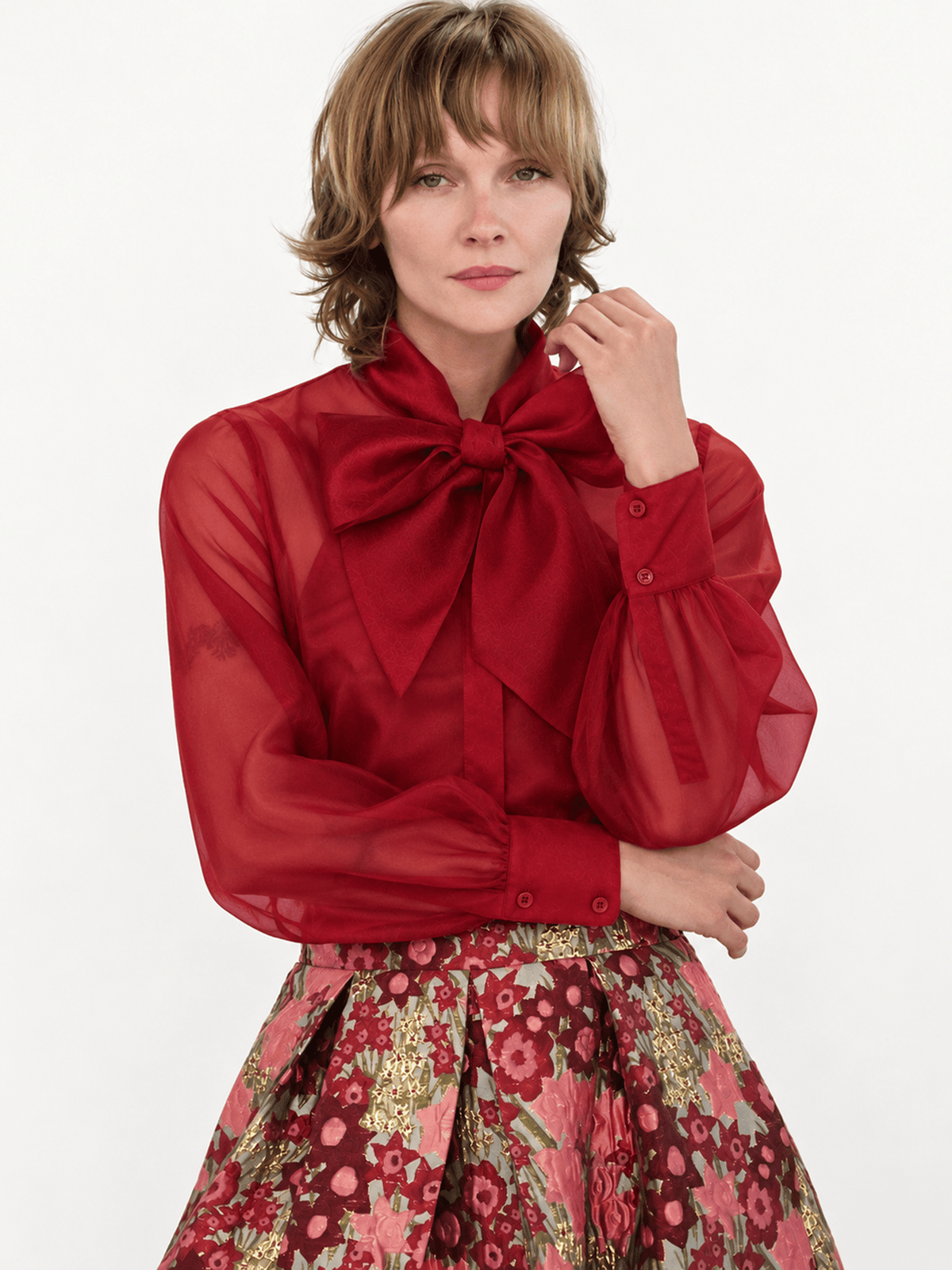 ALESSANDRA blouse Burgundy Organza - Lesley Evers-Black-Shop-Shop/All Products