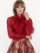 ALESSANDRA blouse Burgundy Organza - Lesley Evers-Black-Shop-Shop/All Products