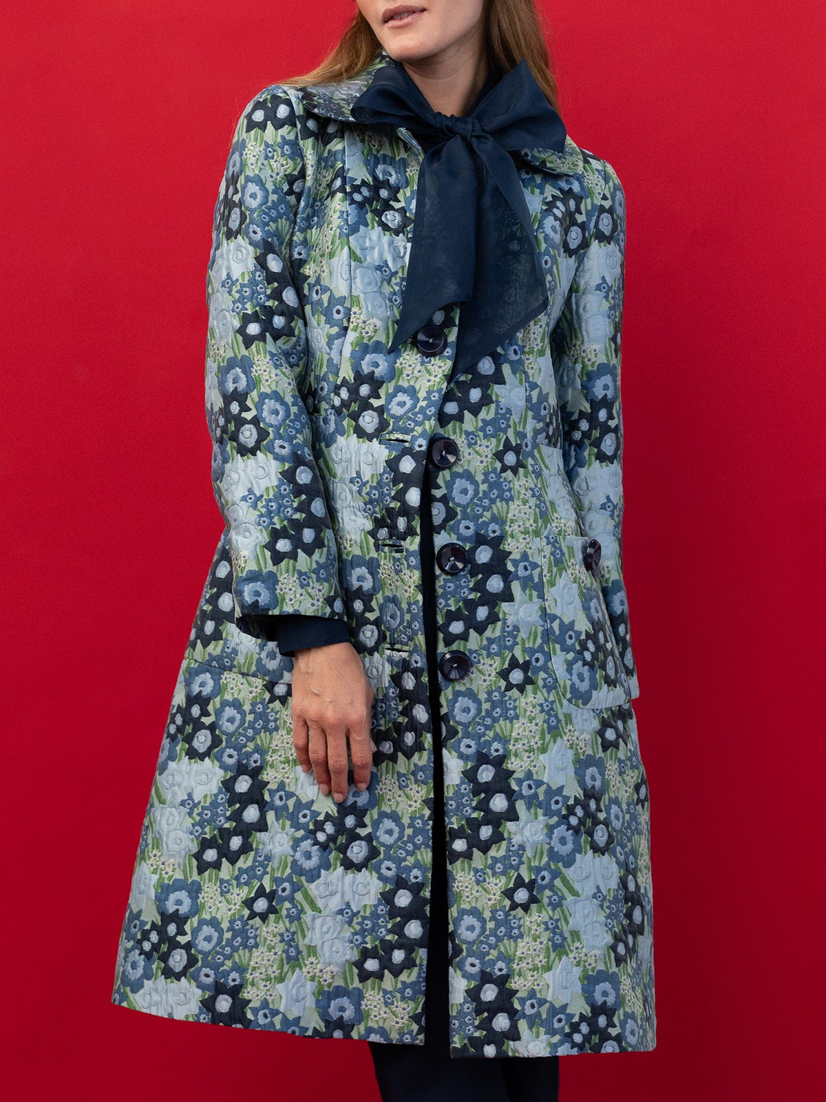 ALESSANDRA blouse Navy Organza - Lesley Evers-Black-Shop-Shop/All Products