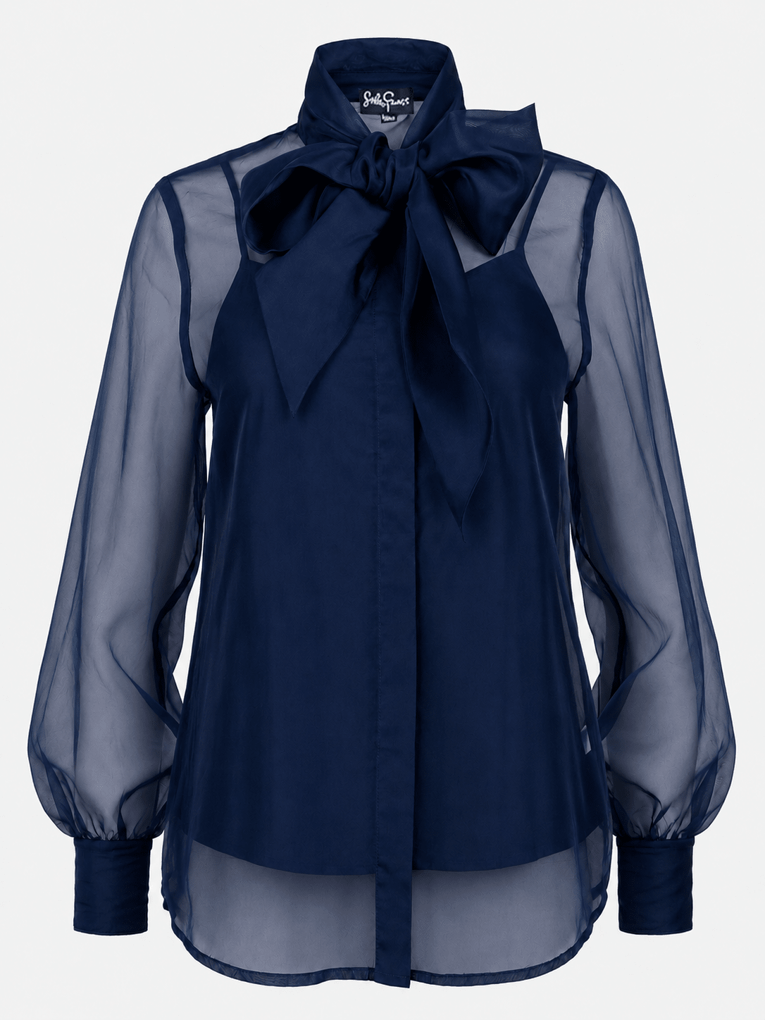 ALESSANDRA blouse Navy Organza - Lesley Evers-Black-Shop-Shop/All Products