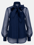 ALESSANDRA blouse Navy Organza - Lesley Evers-Black-Shop-Shop/All Products