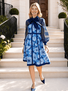 ALESSANDRA blouse Navy Organza - Lesley Evers-Black-Shop-Shop/All Products