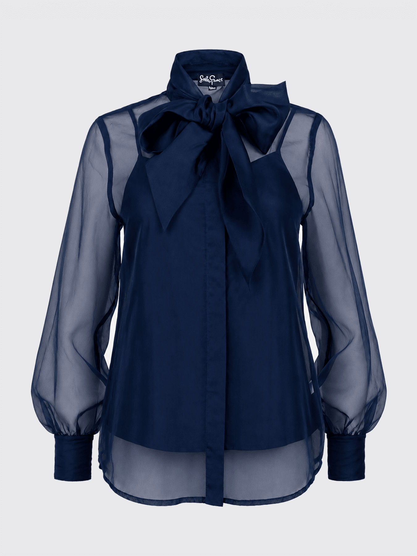 ALESSANDRA blouse Navy Organza - Lesley Evers-Black-Shop-Shop/All Products