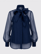 ALESSANDRA blouse Navy Organza - Lesley Evers-Black-Shop-Shop/All Products