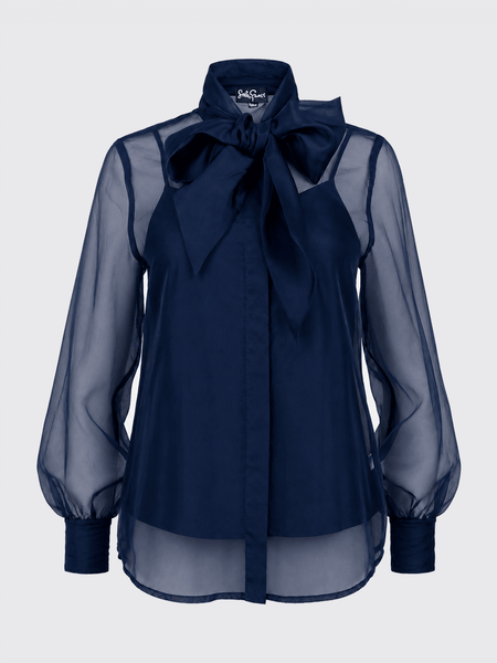 ALESSANDRA blouse Navy Organza – Lesley Evers