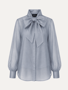 ALESSANDRA blouse Smoky Blue Organza - Lesley Evers-Black-Shop-Shop/All Products