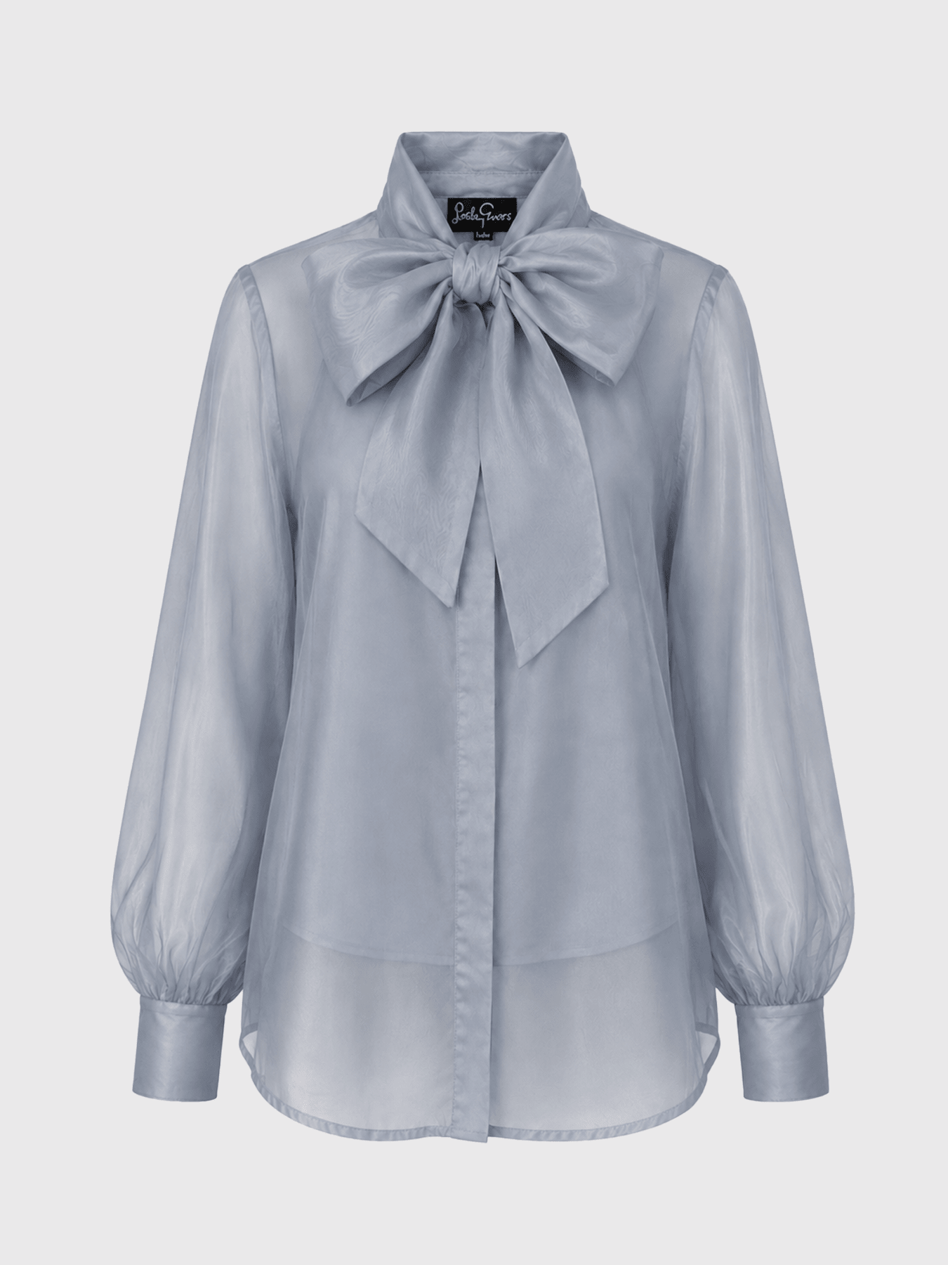 ALESSANDRA blouse Smoky Blue Organza - Lesley Evers-Black-Shop-Shop/All Products
