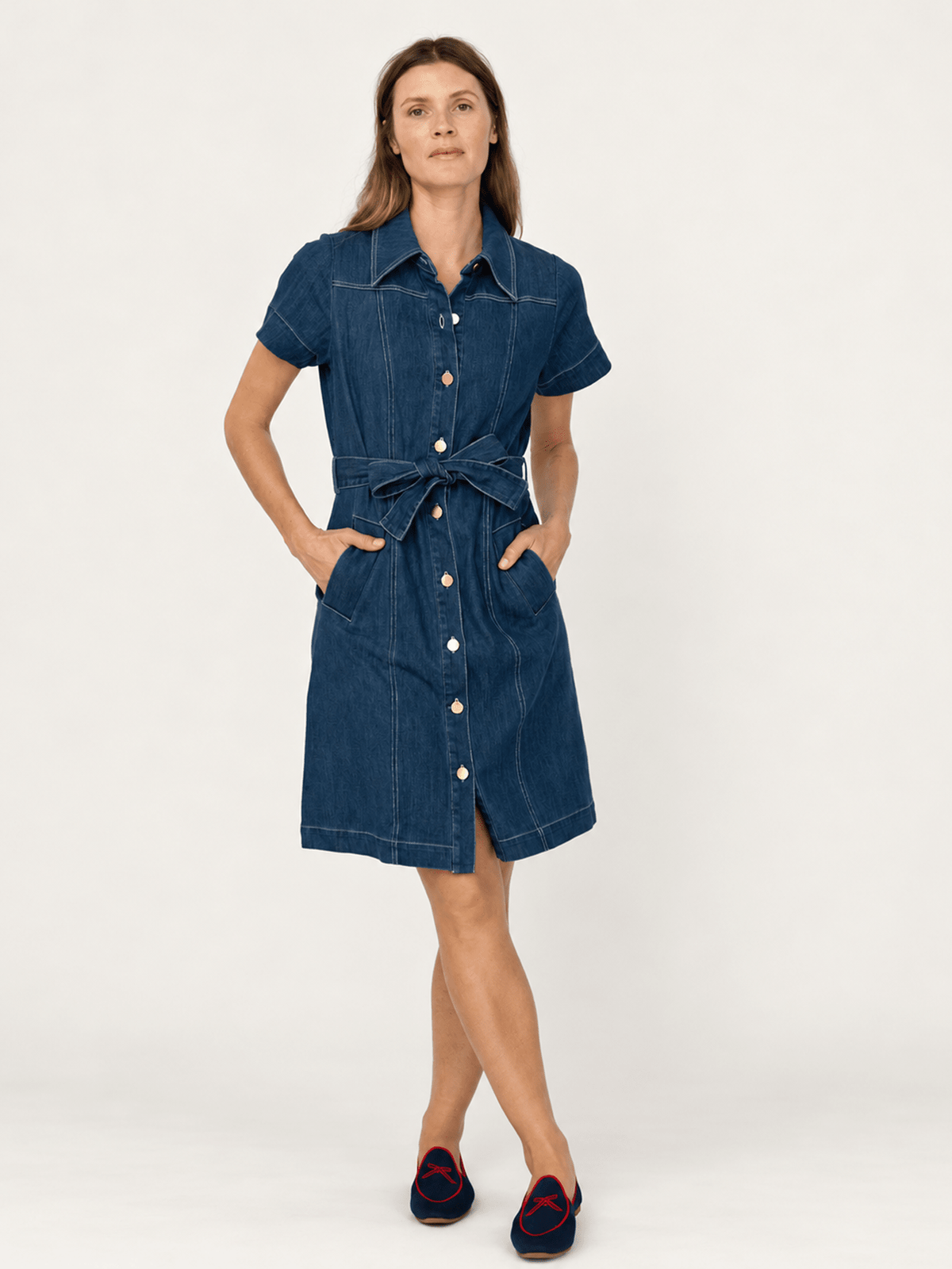 ALEXA dress Indigo Denim - Lesley Evers-denim-Dress-Shop